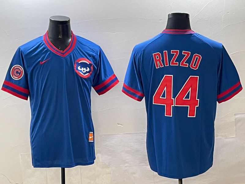 Men Chicago Cubs #44 Rizzo Blue Throwback Game 2025 Nike MLB Jersey style 2->chicago cubs->MLB Jersey